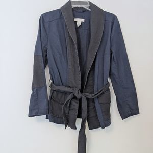 2/20 H&M Navy & Black Twill Belted Smoking Jacket